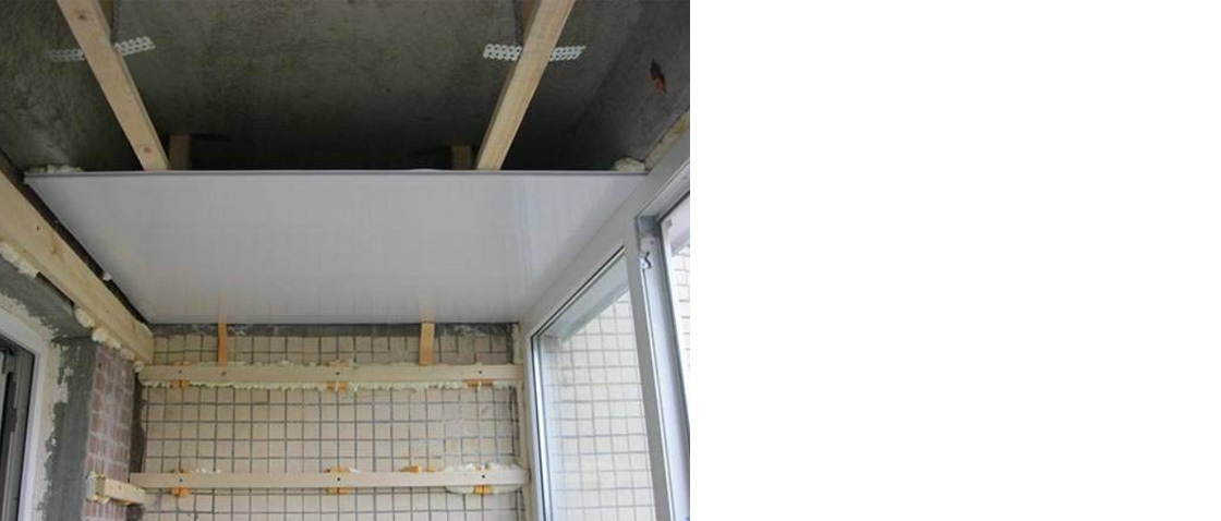 Монтаж пластиковых панелей на потолок лоджии