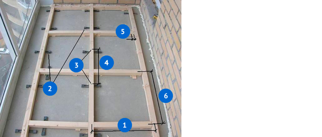 Обрешетка пола лоджии