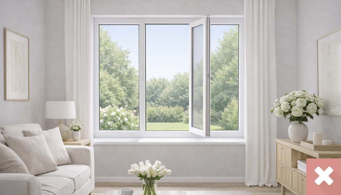 Неудобное трехстворчатое окно