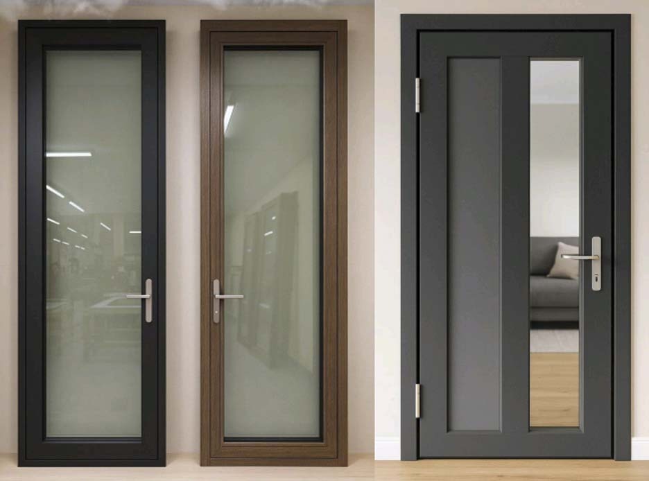 Дерево-алюминиевые двери со стеклопакетом